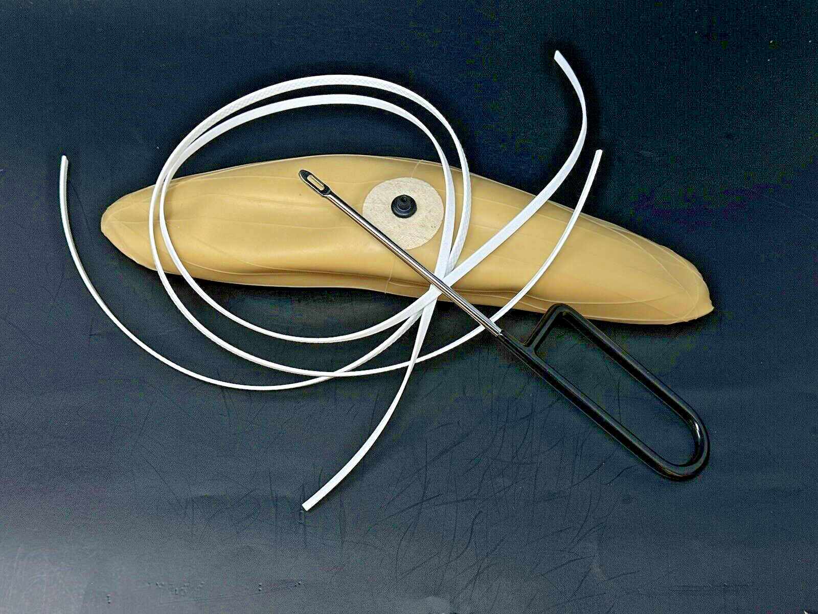 Full Size Latex Football Bladder WHITE Tacky Diamond Lace Repair Kit + LACE TOOL