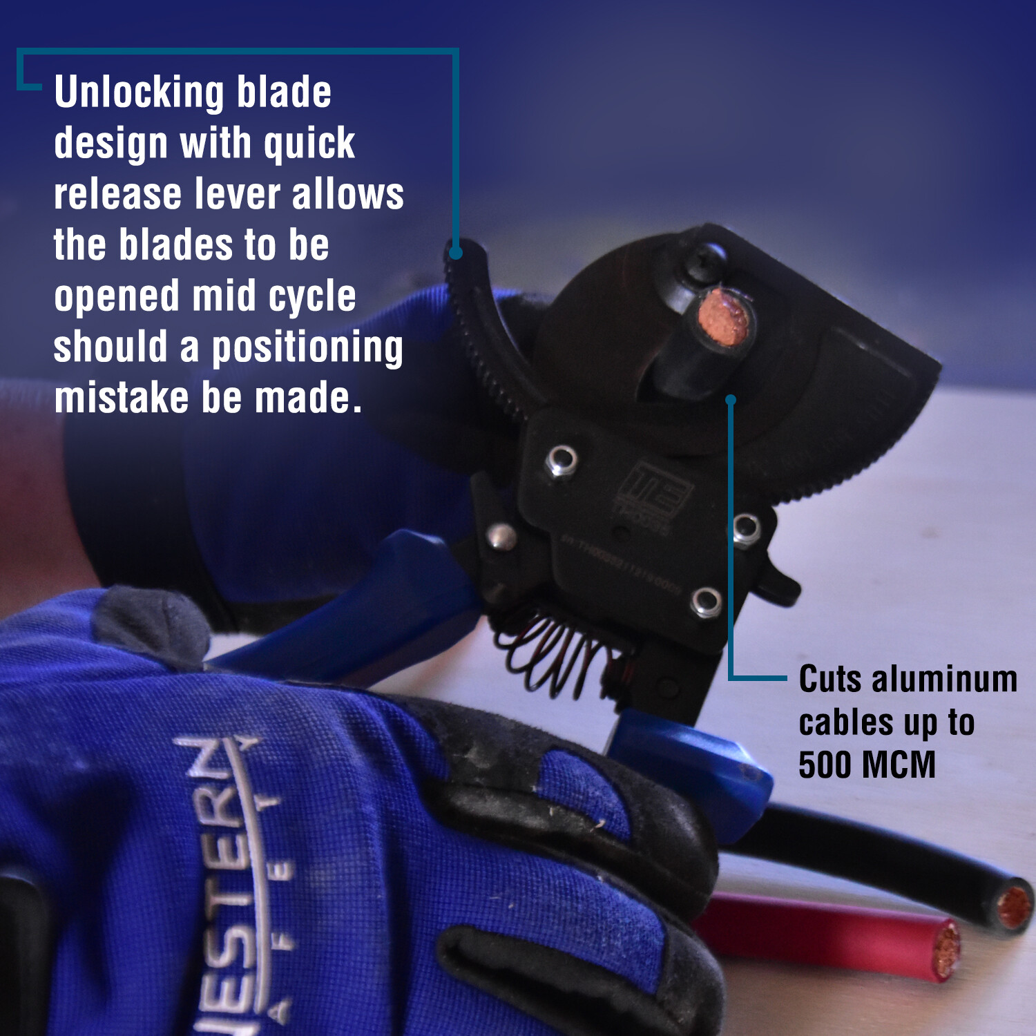 TEMCo HD Ratchet 500 mcm WIRE & CABLE CUTTER Electrical Tool 240mm2