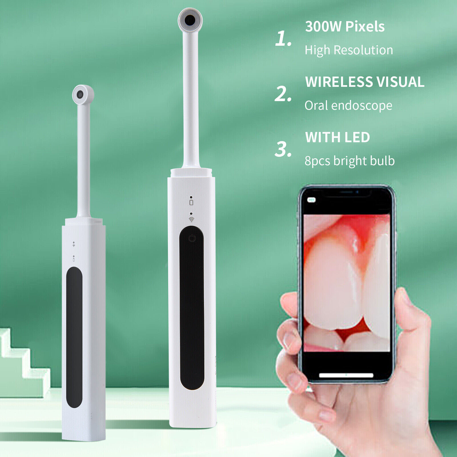 Dental 1080P Wireless Oral Camera 8 LEDs HD Digital Imaging Intraoral Endoscope