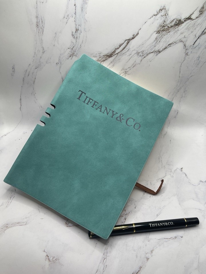 TIFFANY & Co Blue Suede NOTEBOOK & PEN Gift SET ~ Journal Diary Health Planner