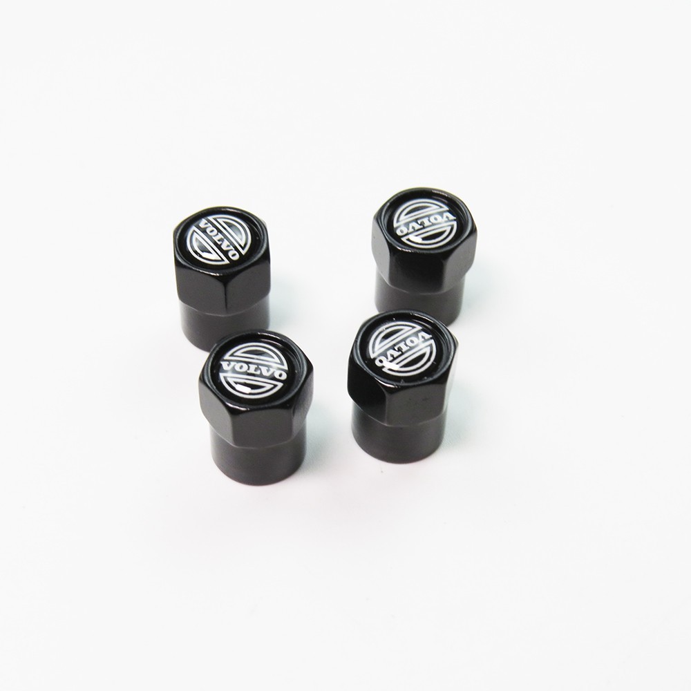 Compatible with Volvo 4Pcs Tire Valve Stem Caps Black Anodized Aluminum
