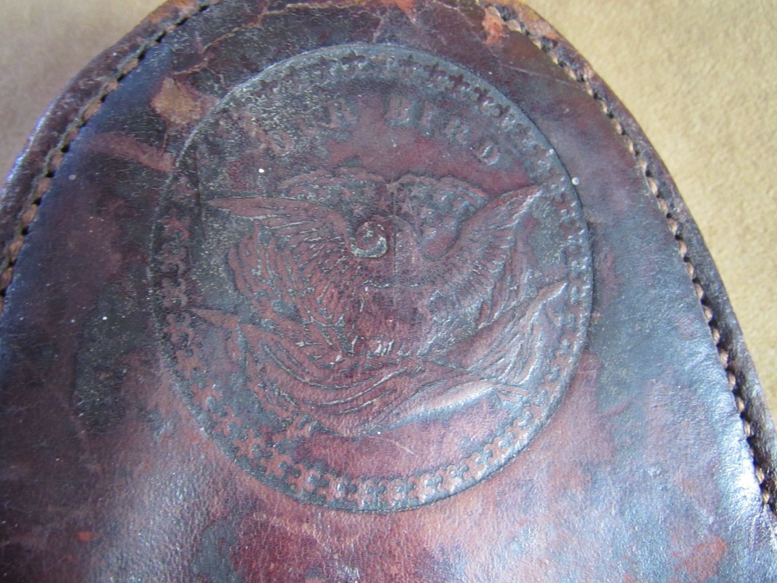 Civil War Patriotic Eagle Our Bird Leather US Cavalry Horse Grooming Brush 1860s