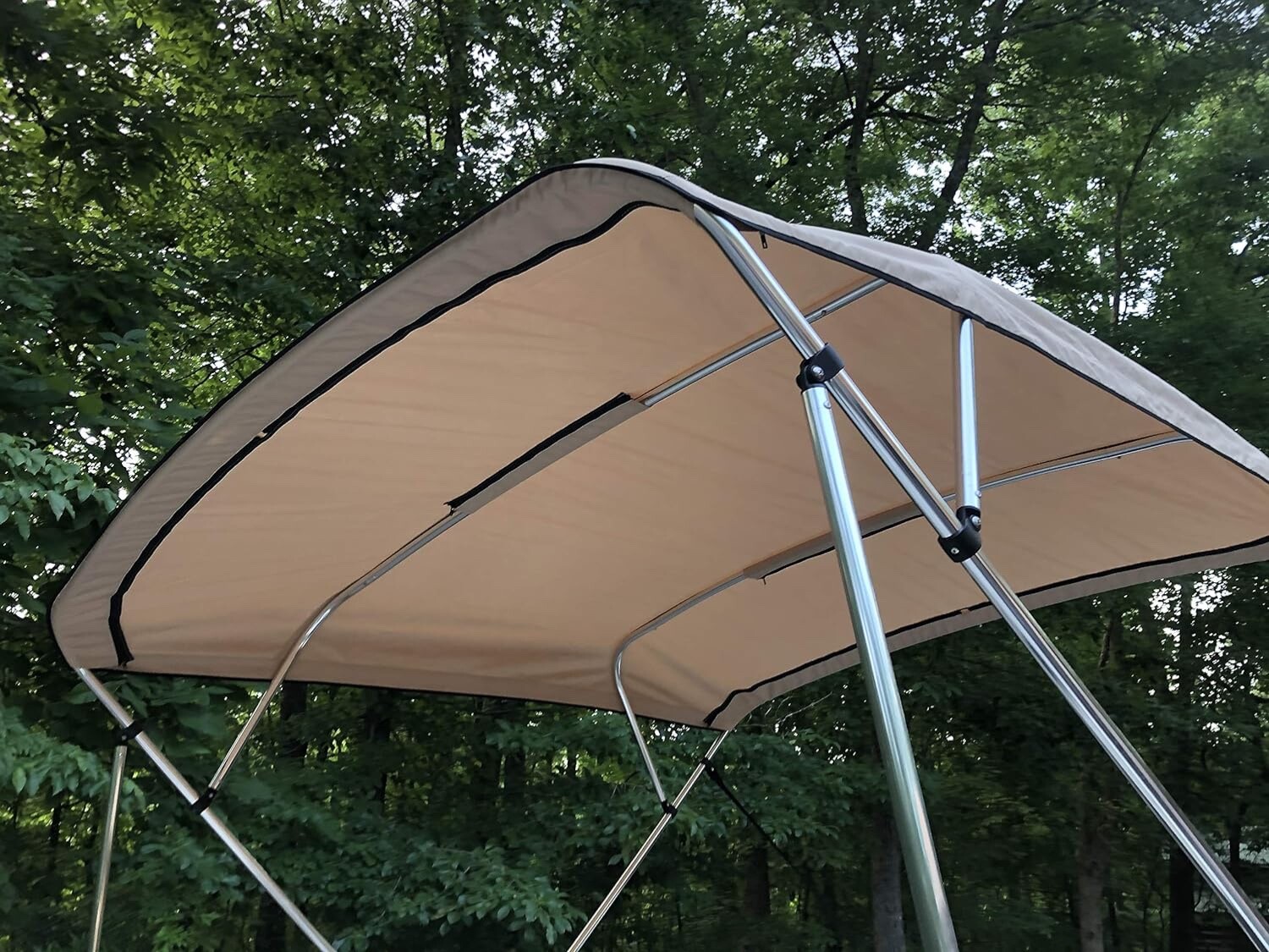 CRO Replacement Bimini Top Canvas+Boot for Sun Tracker Bass Buggy Beige 9'x8.5'