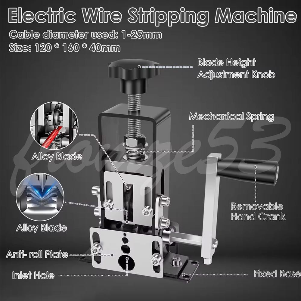 Manual Wire Stripping Machine Drill Powered Hand Crank Wire Stripper Tool 1-25MM