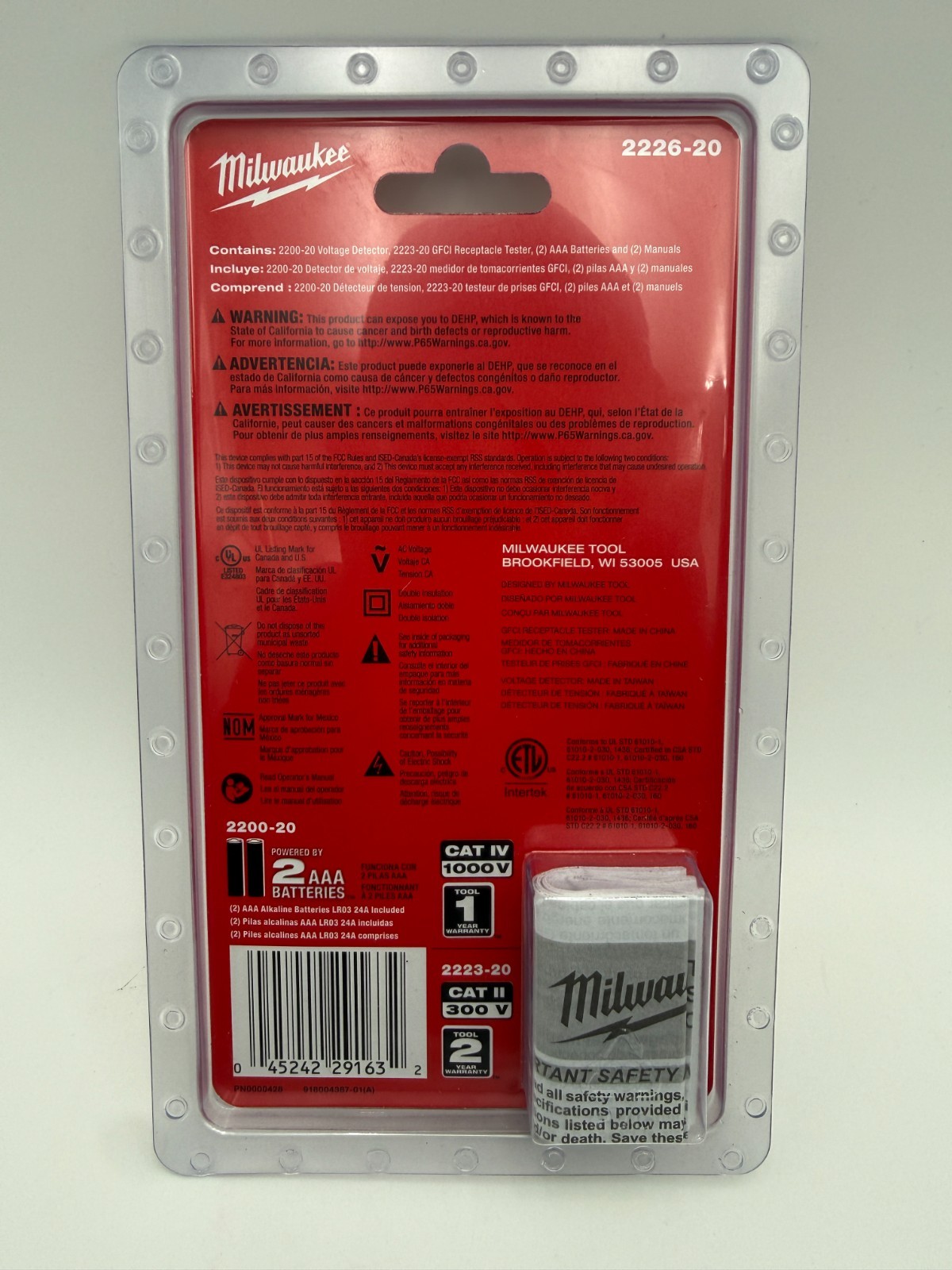 Lot of 6 Milwaukee Non-Contact Voltage & GFCI Receptacle Premium Test Kit2226-20