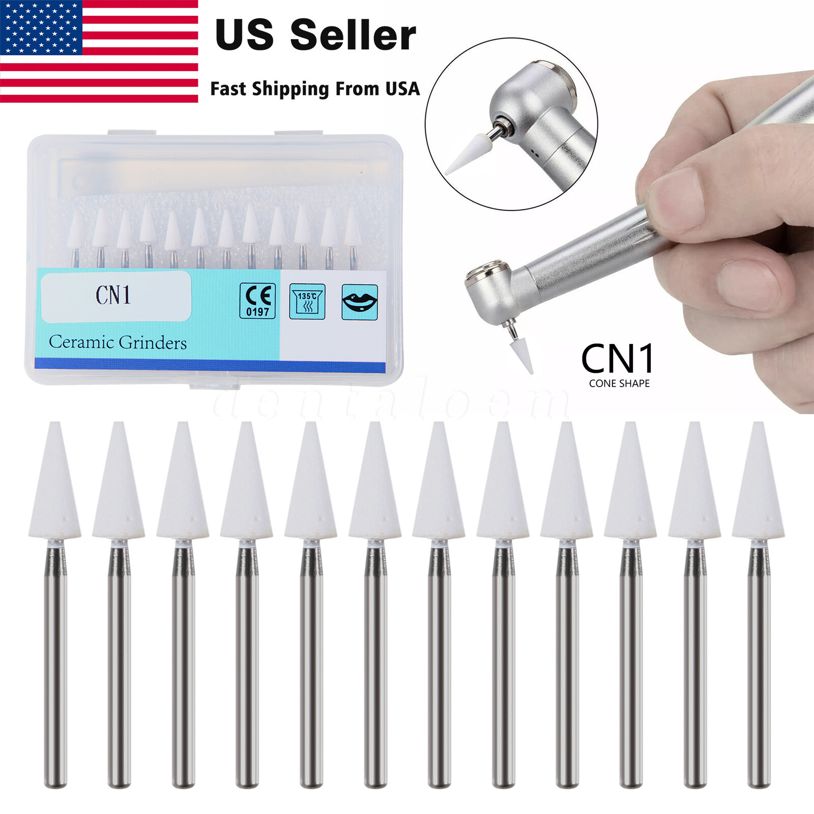 12 pcs Dental Polishing White Stone Polisher Bur FG Coarse/Fine For Finishing