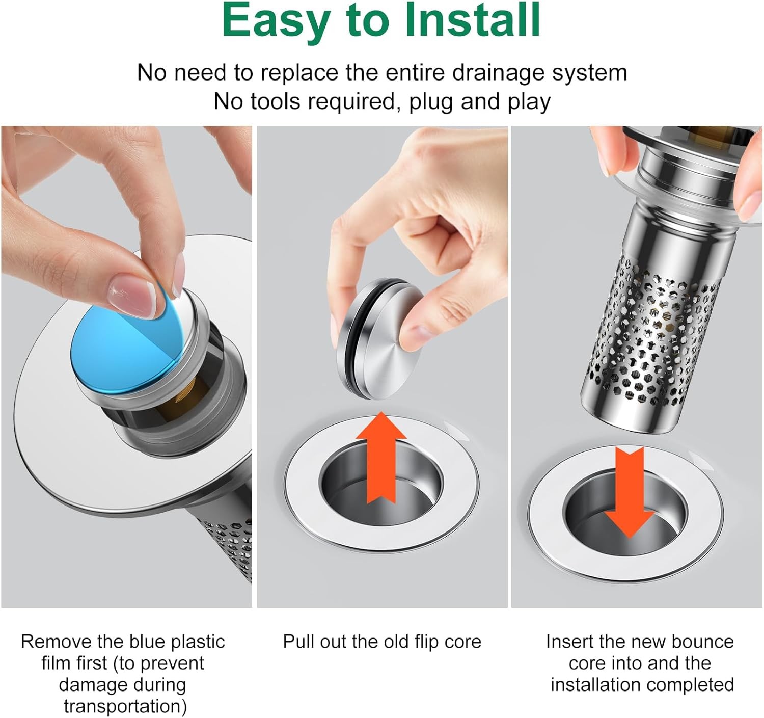 2-Pack Bathroom Sink Stopper Hair Catcher Bathroom Pop Up Sink Drain Filter US