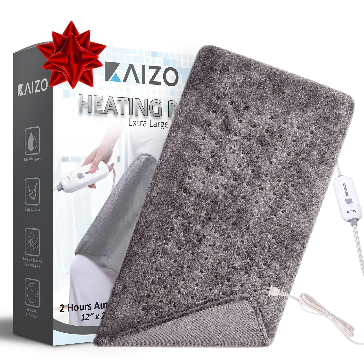 Large Electric Heating Pad for Back Pain and Cramps Relief, Auto Shut Off 12*24