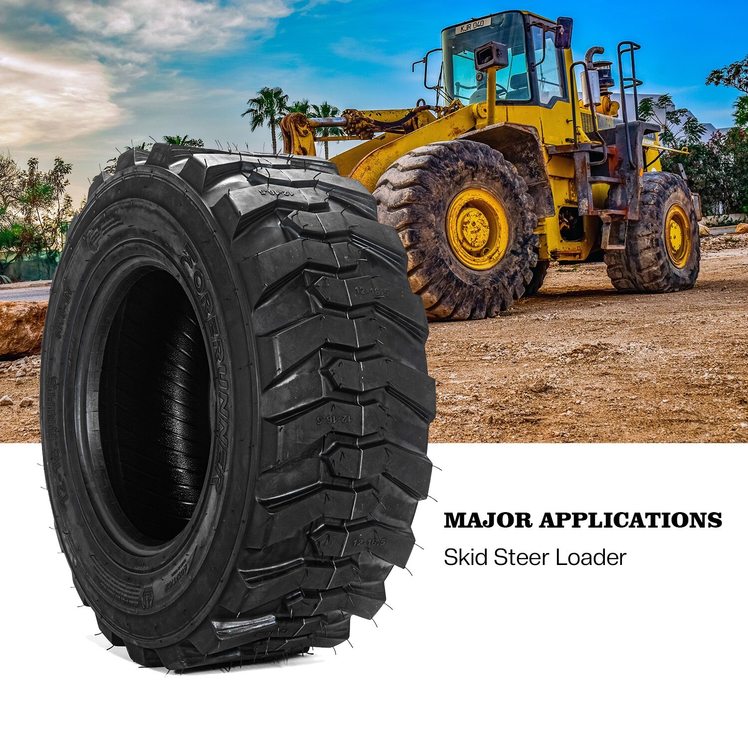 4X 12X16.5 12PR 12-16.5 Heavy Duty SKS Skid Steer Tires 12 16.5 for Bobcat