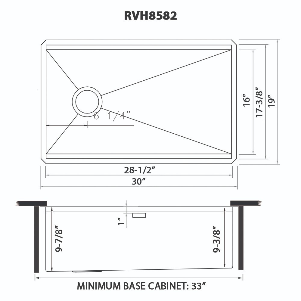 Ruvati 30" Workstation Slope Bottom Offset Drain 16 Gauge Kitchen Sink- RVH8582