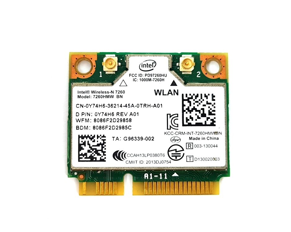 Intel Wireless-N 7260 WLAN WiFi 802.11 a/b/g/n BT 4.0 Mini PCI Express Y74H6