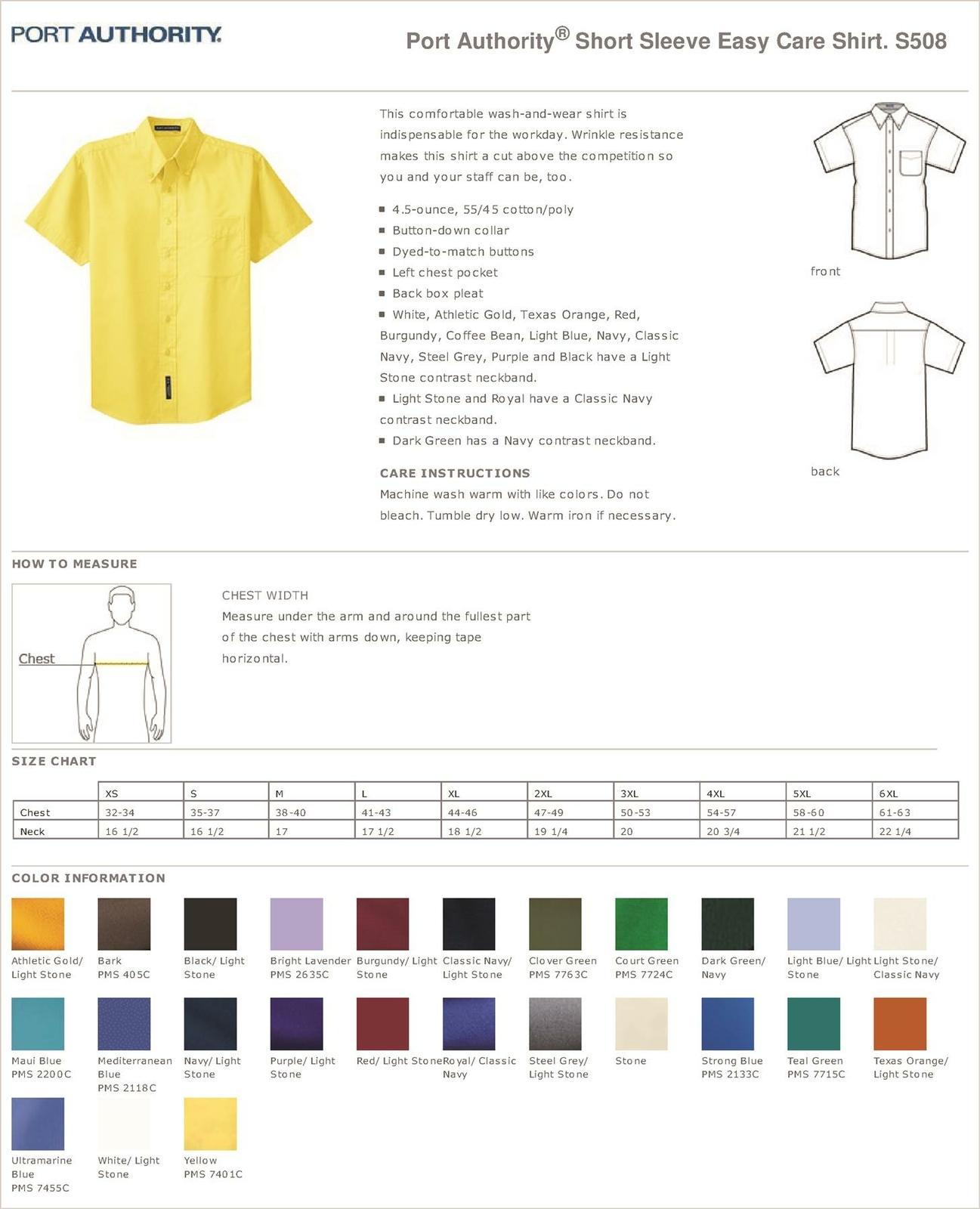 Port Authority S508 Easy Care Short Sleeve Button Down Shirt