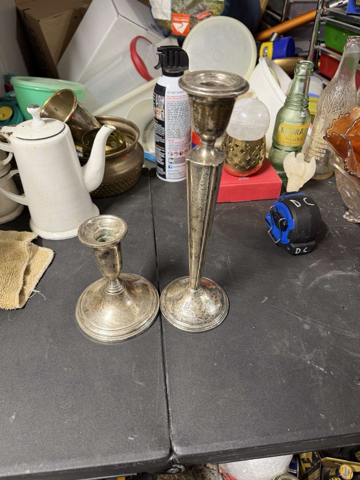 pair of weighted sterling silver candlesticks
