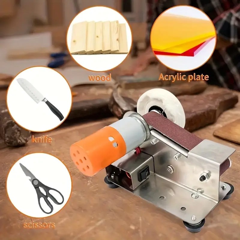Mini Electric Belt Sander DIY Polishing Grinding Machine Cutter Edges Sharpener
