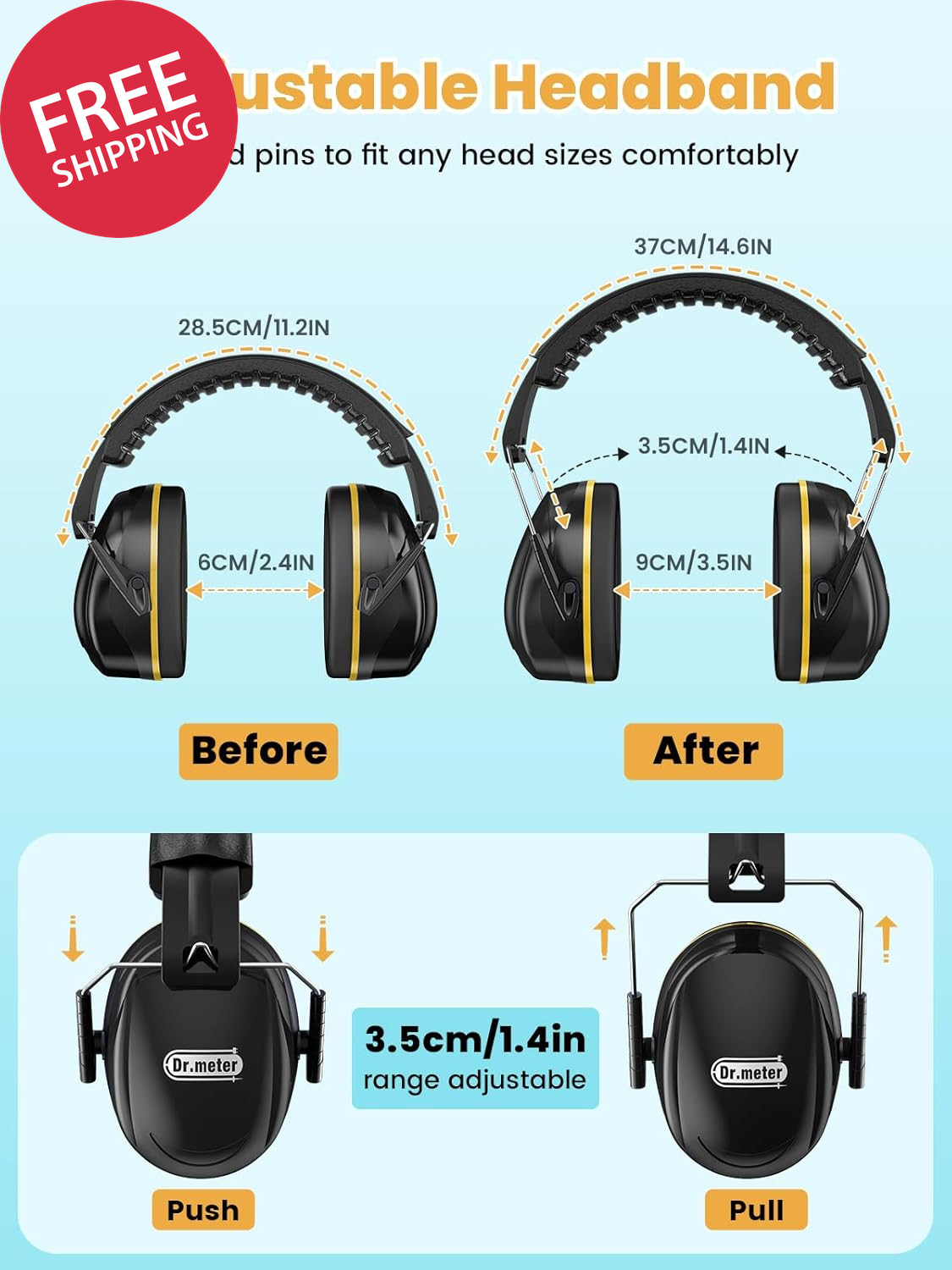 Noise Reduction Ear Muffs, Noise Cancelling Headphones for Adults, Kids Autism S
