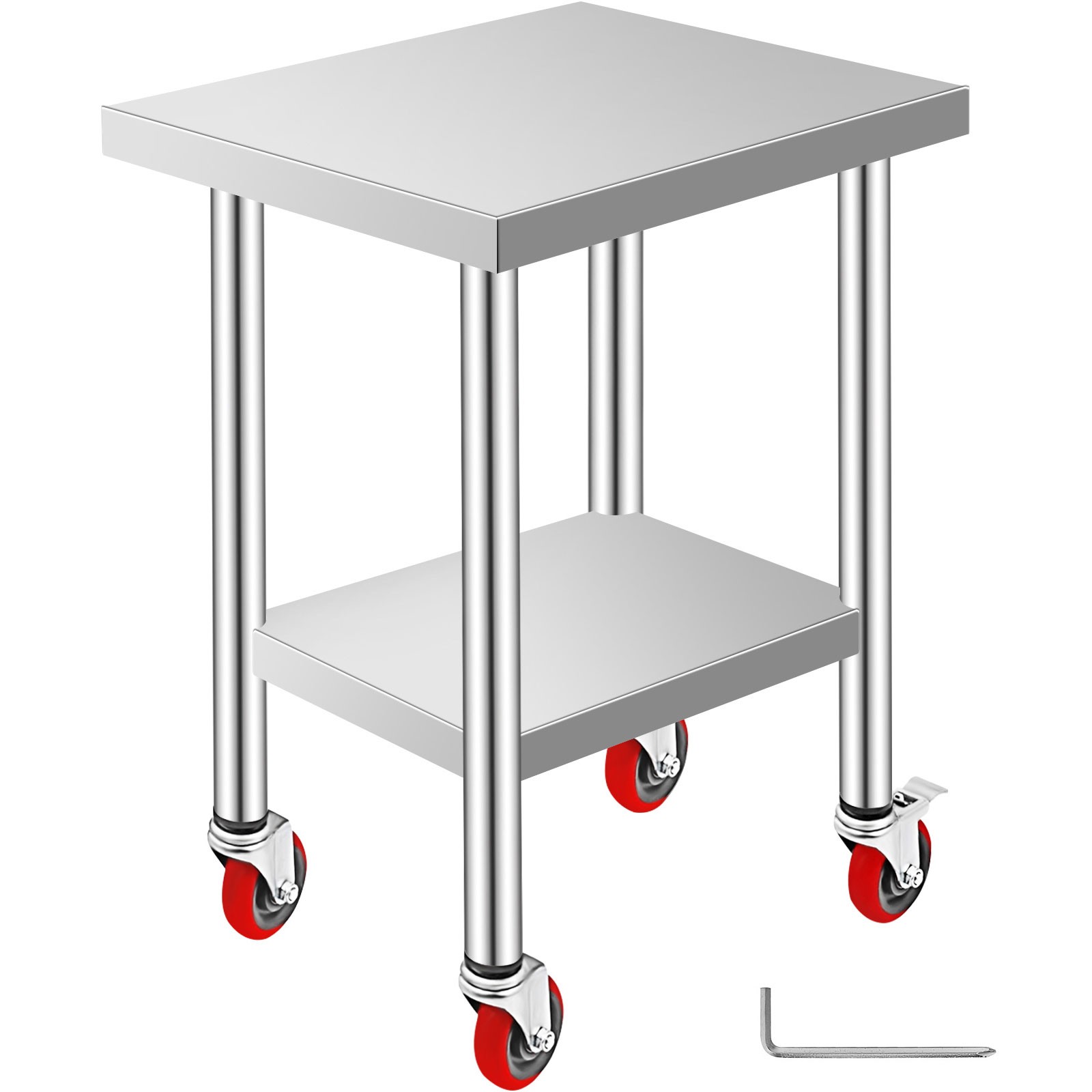 Uimoso 18"x24" Stainless Steel Top Kitchen Work Table Cart + Casters Shelving