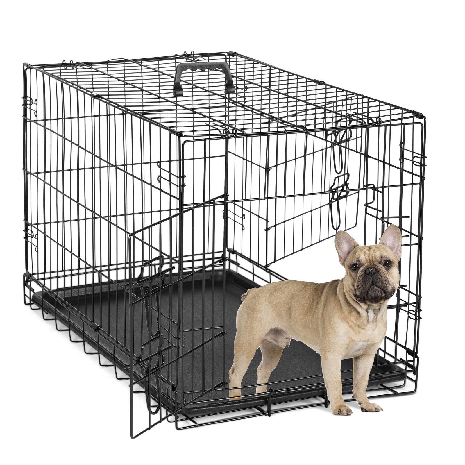 Double Door Dog Cage, Square Dog Cage, Sturdy Metal Material