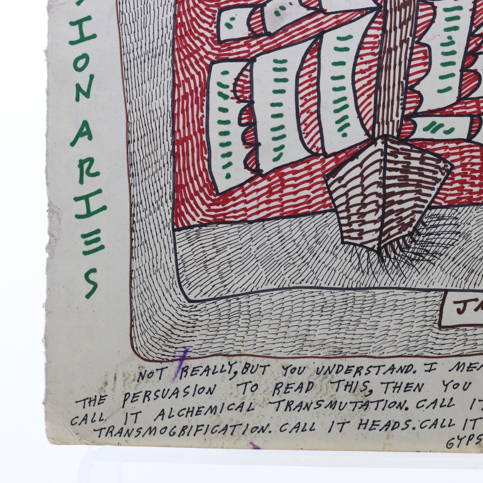 Jon Sarkin JS-2021-T8818 Ink and Marker on Cardboard Album Sleeve 2021