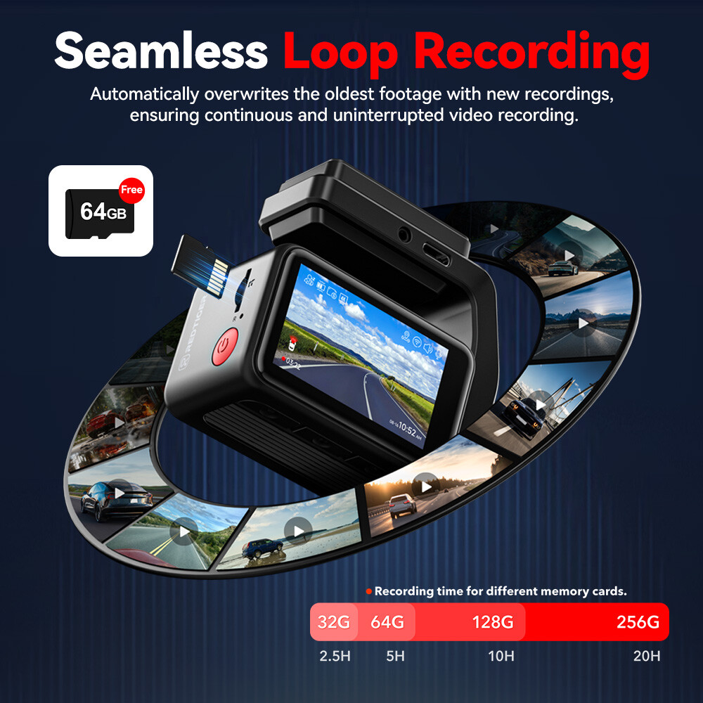 REDTIGER A4 Dash Cam Front and Rear 4K Dash Camera, 5.8GHz WiFi, 2" Touch Screen