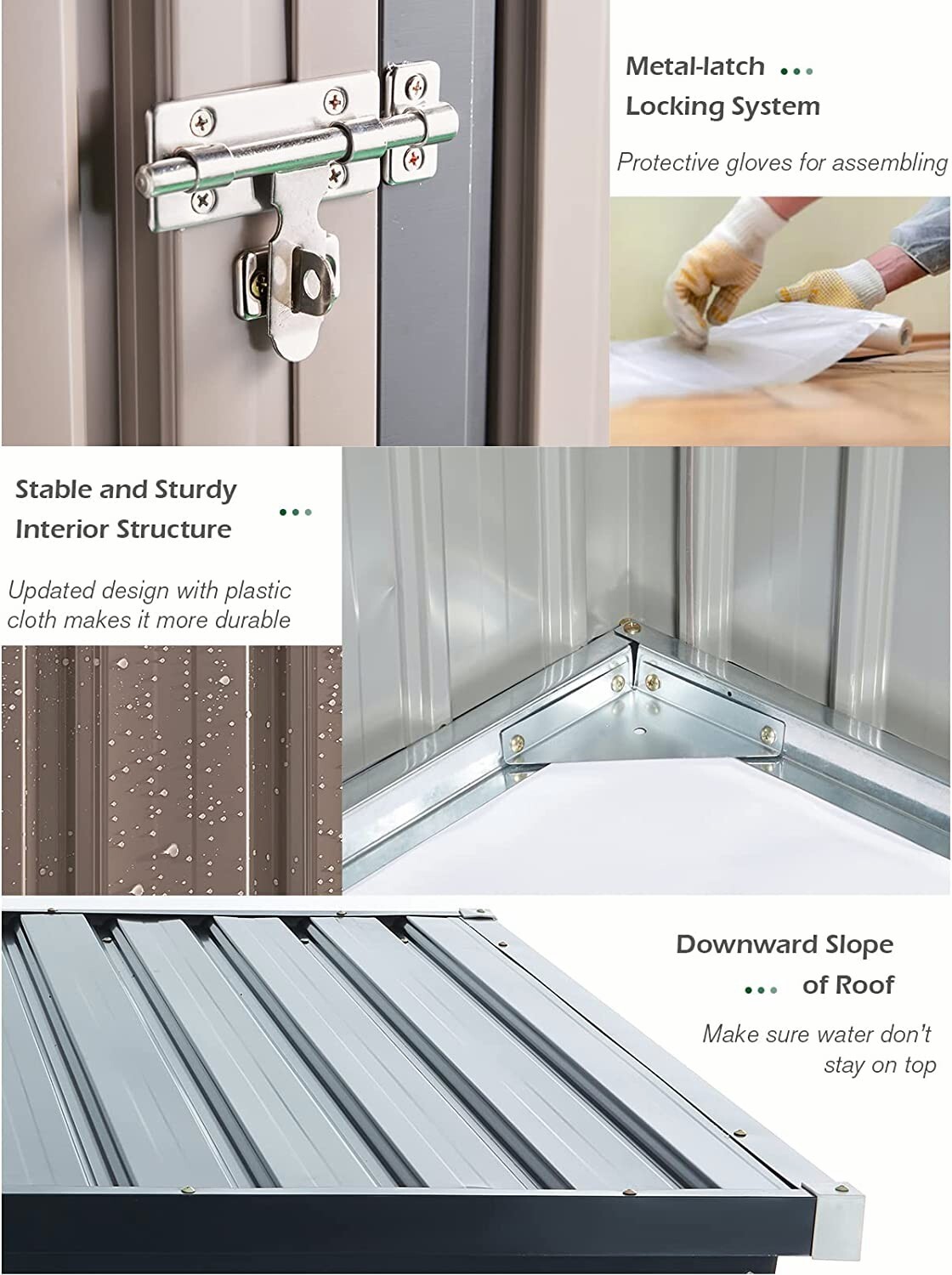 AECOJOY Outdoor Metal Storage Shed with Lockable Door