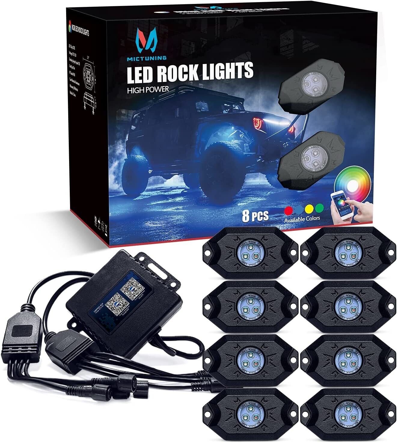 ​Under Car Light Kit RGB LED Rock Lights 8 Pods Bluetooth Controller - Amazing!
