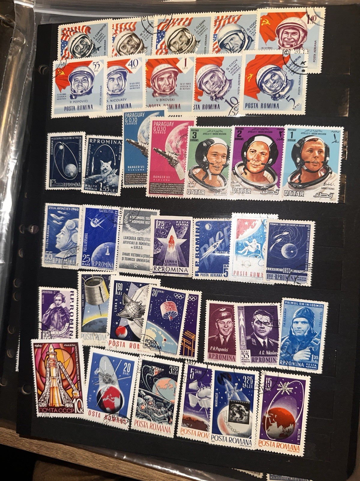 Cold War Space Race Stamp Collection USSR NASA Apollo Vostok Thematic Lot