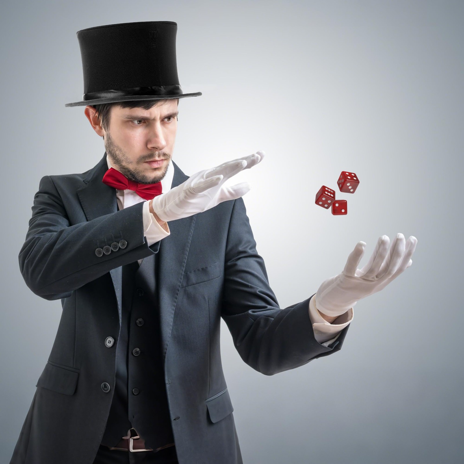 Magician Collapsible Top Hat Costume Black Top Magic Folding Hat for Men Wome...