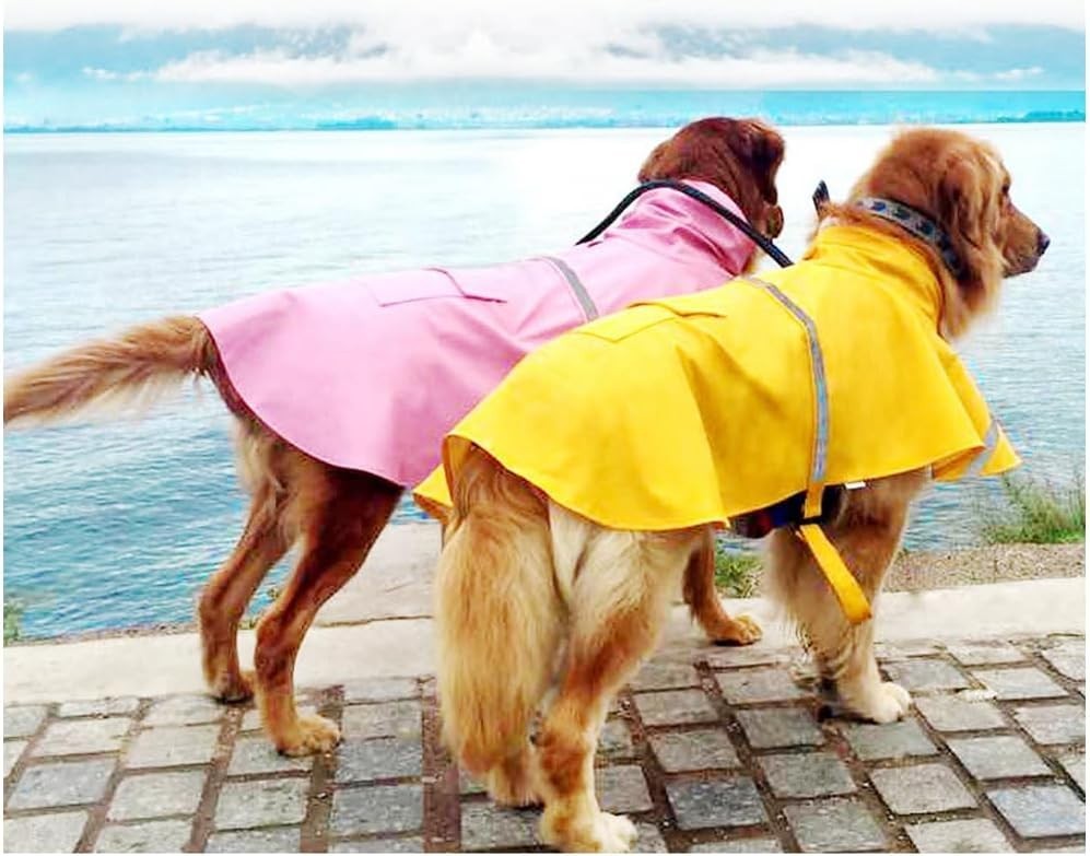 Dog Raincoat, Reflective Strip Hoodie, Poncho (A1-Yellow, 24B (Back Length 24")