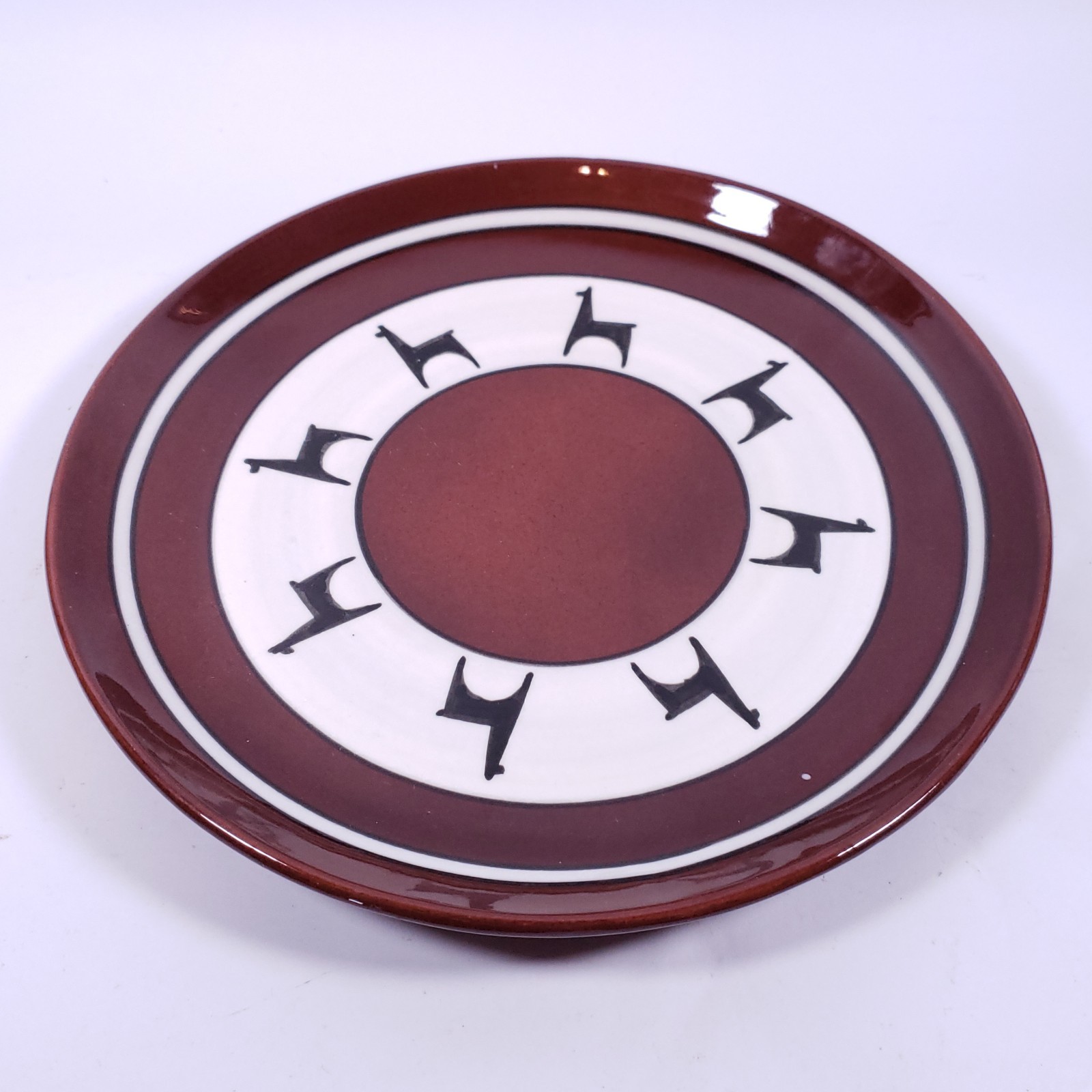 LOS REYES PERU Redware Llama Alpaca Folk Art Pottery Decorative PLATE SET
