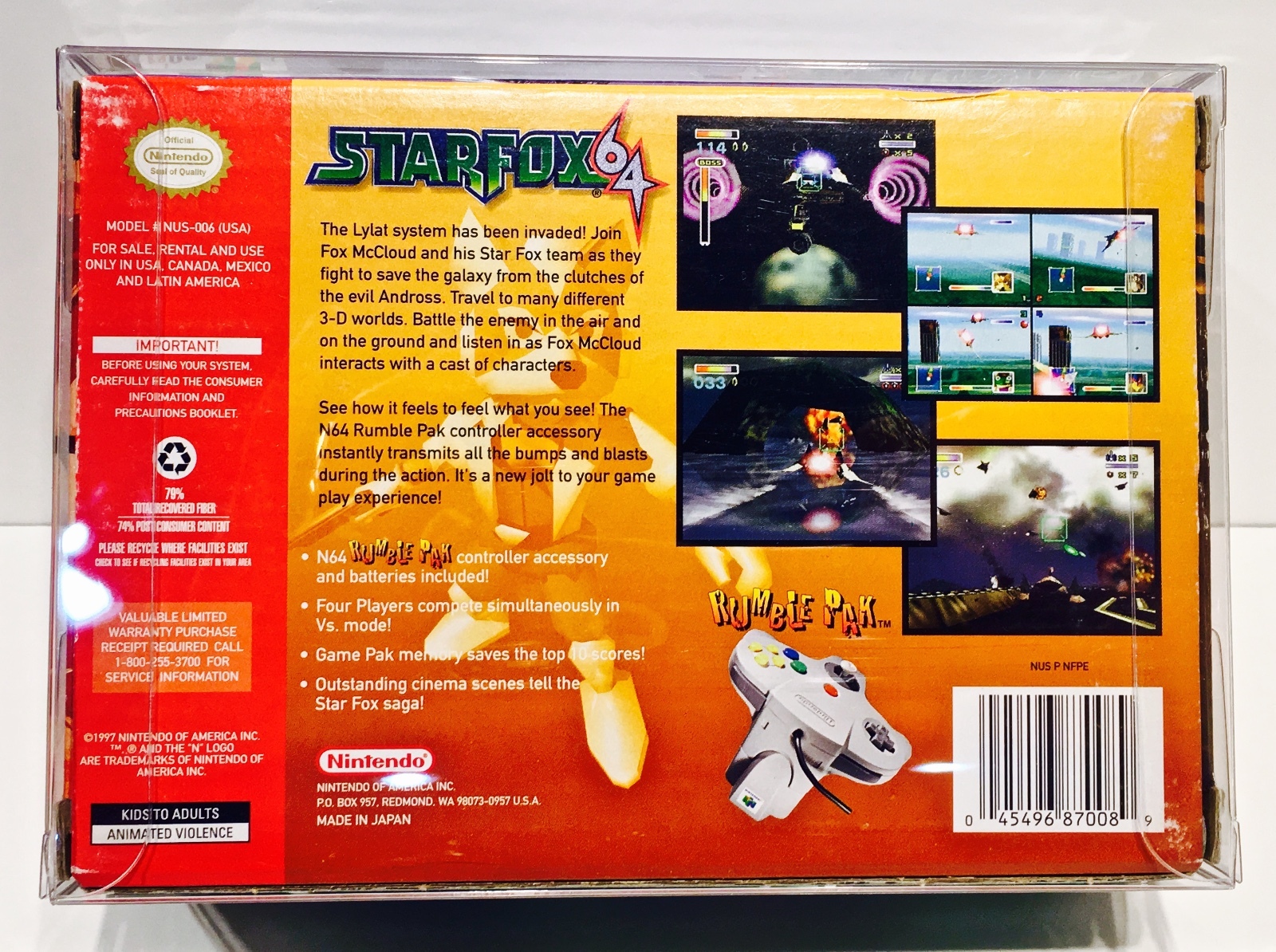 1 Box Protector N64 STARFOX / HEY YOU PIKACHU! Nintendo 64 Clear Display Case