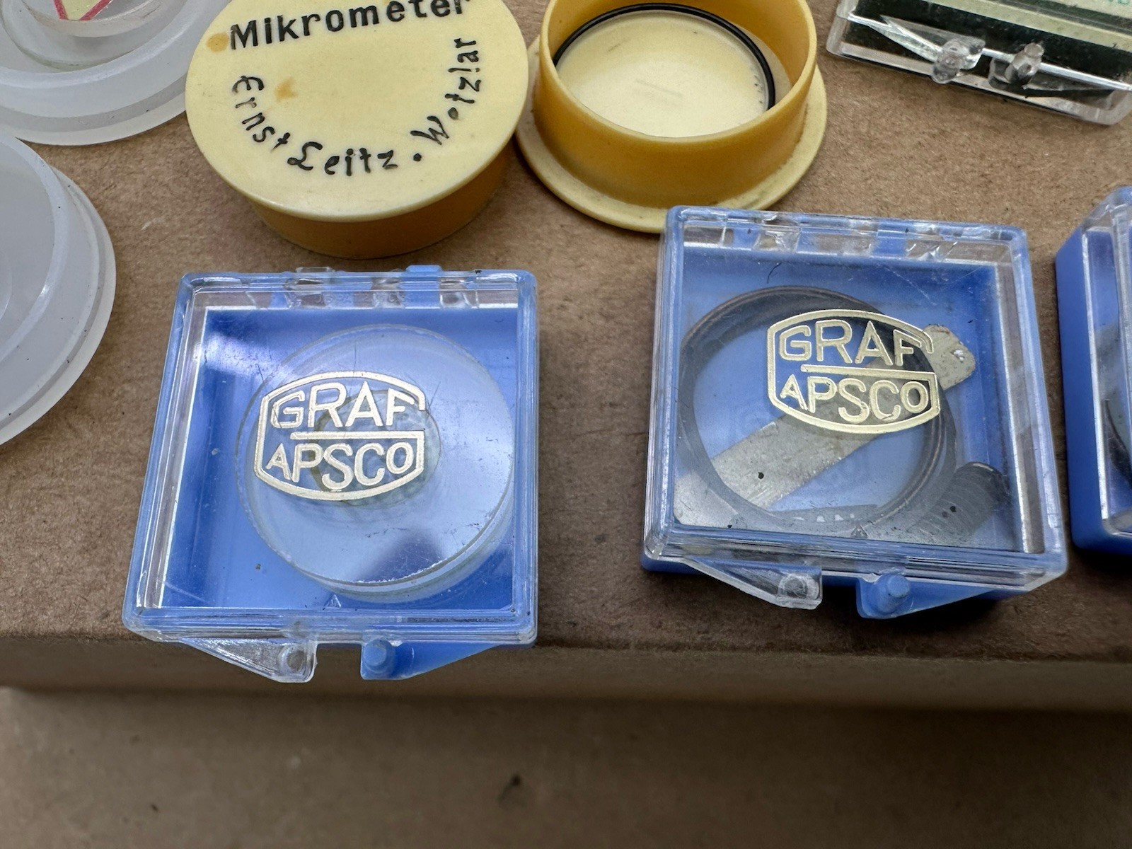 Lot of Vtg Microscope Lens Filters Glass Pearl Bausch Lomb Leitz Graf Apsco Etc