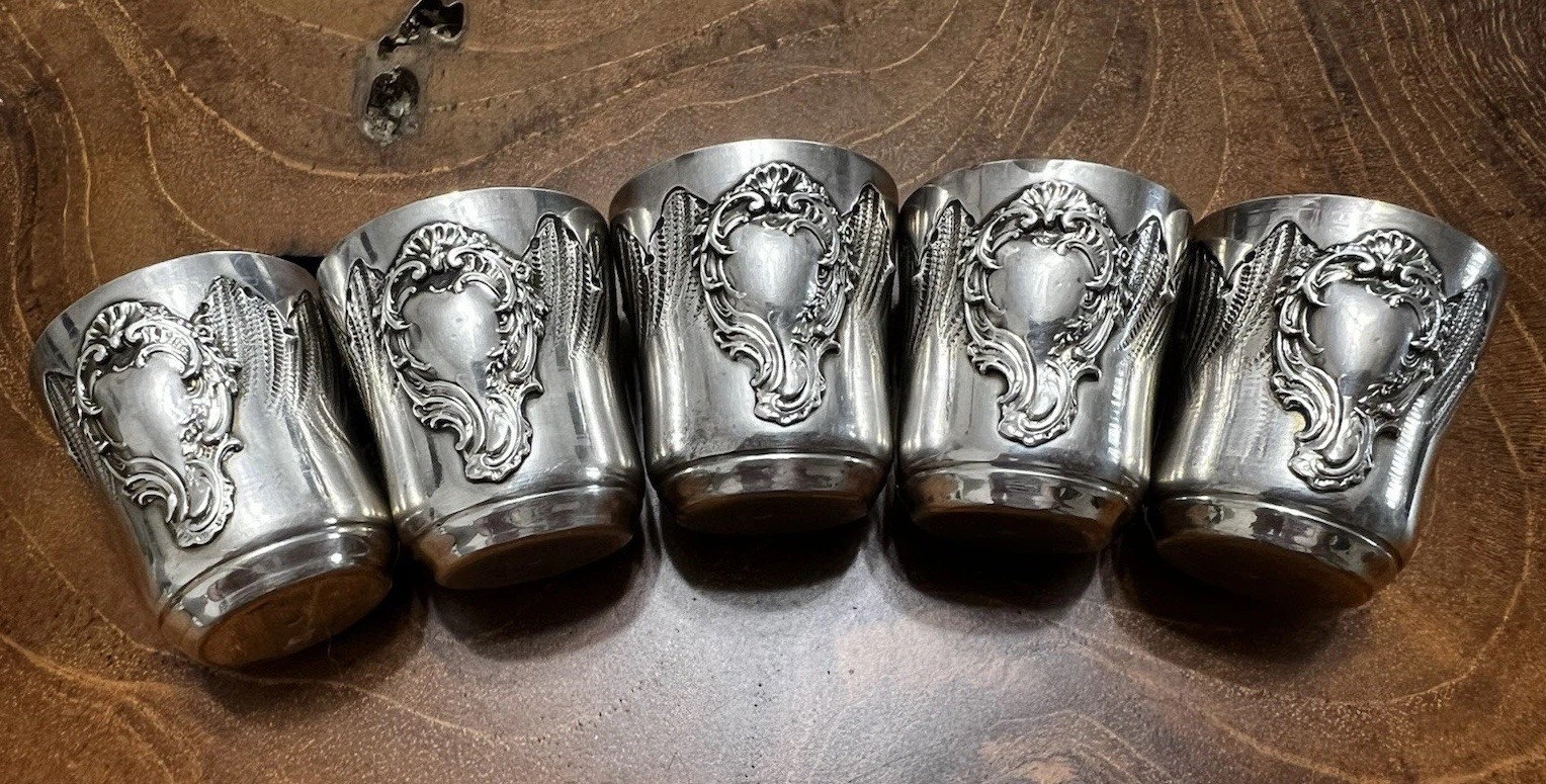 Antique Victorian French Sterling Silver Julep Cup Timbale Floral Hallmarked