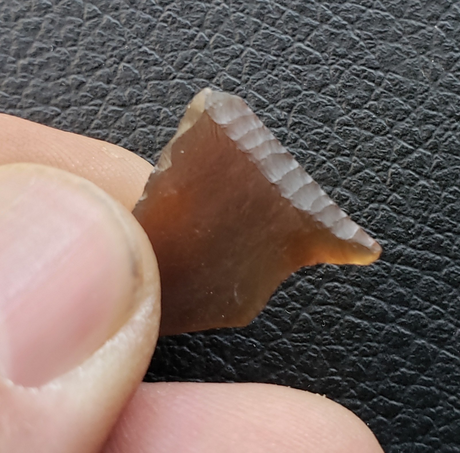 3/4" x 13/16" Knife River Flint Folsom Arrowhead Base- Mountrail County, ND