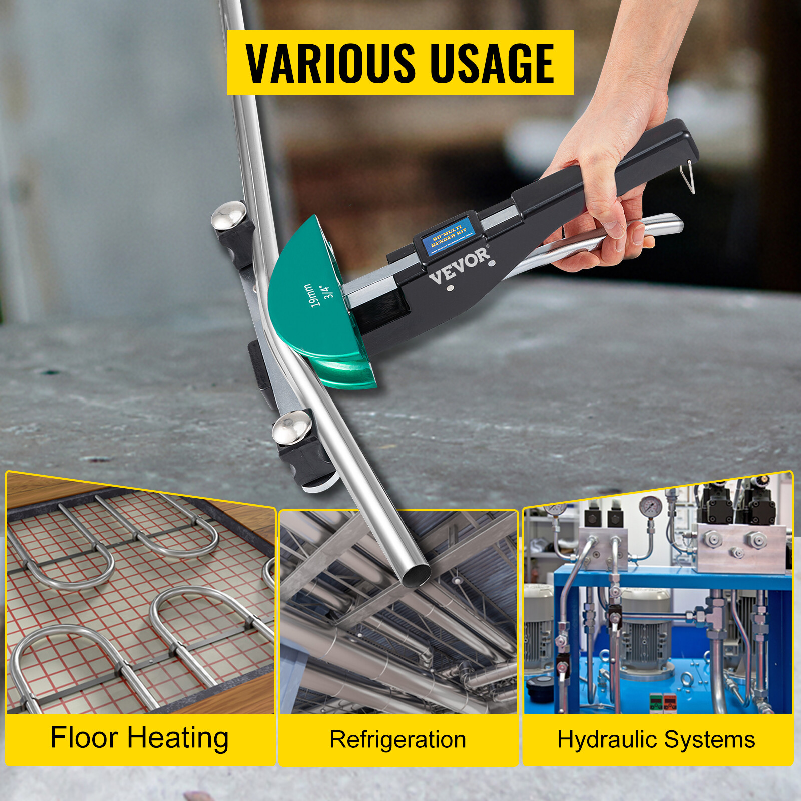 VEVOR Copper Pipe Bender Ratchet Tube Bender Set 7 Dies 1/4" to 7/8"