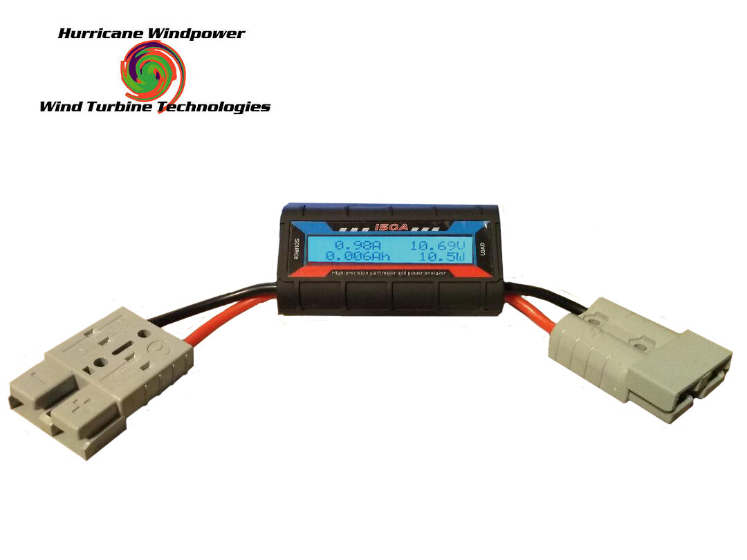 150 AMP Watt Meter w/ Heavy 12 AWG Wire Anderson Plugs Inline DC for Wind Solar
