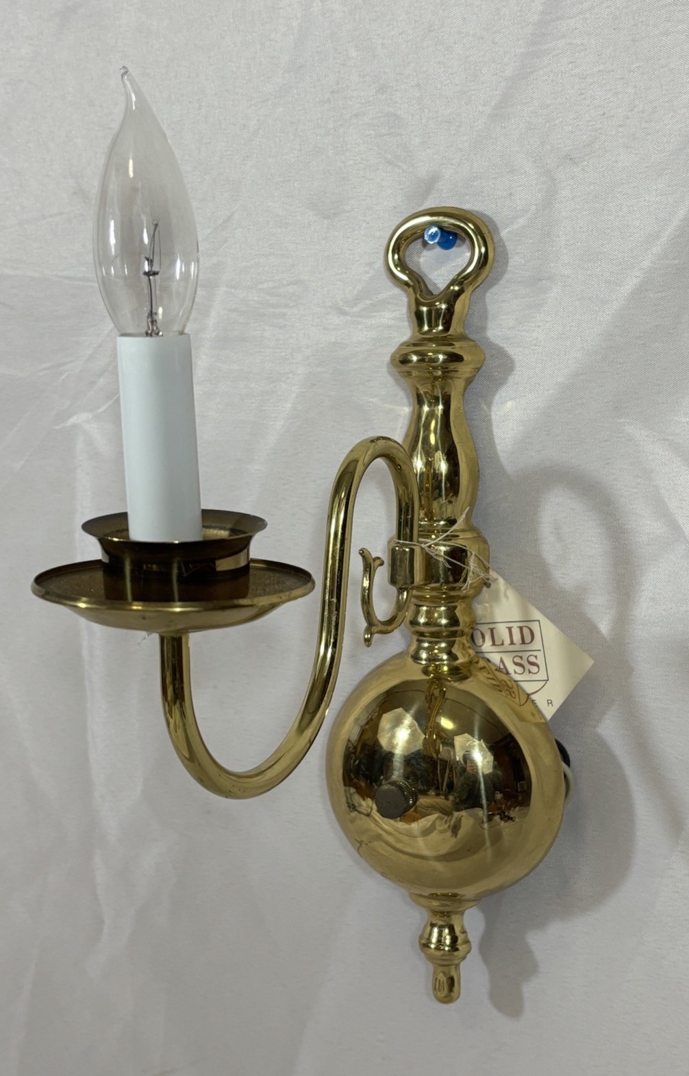 Vintage NOS Kichler Colonial Style Brass Wall Sconce Light Fixture 13.25"H