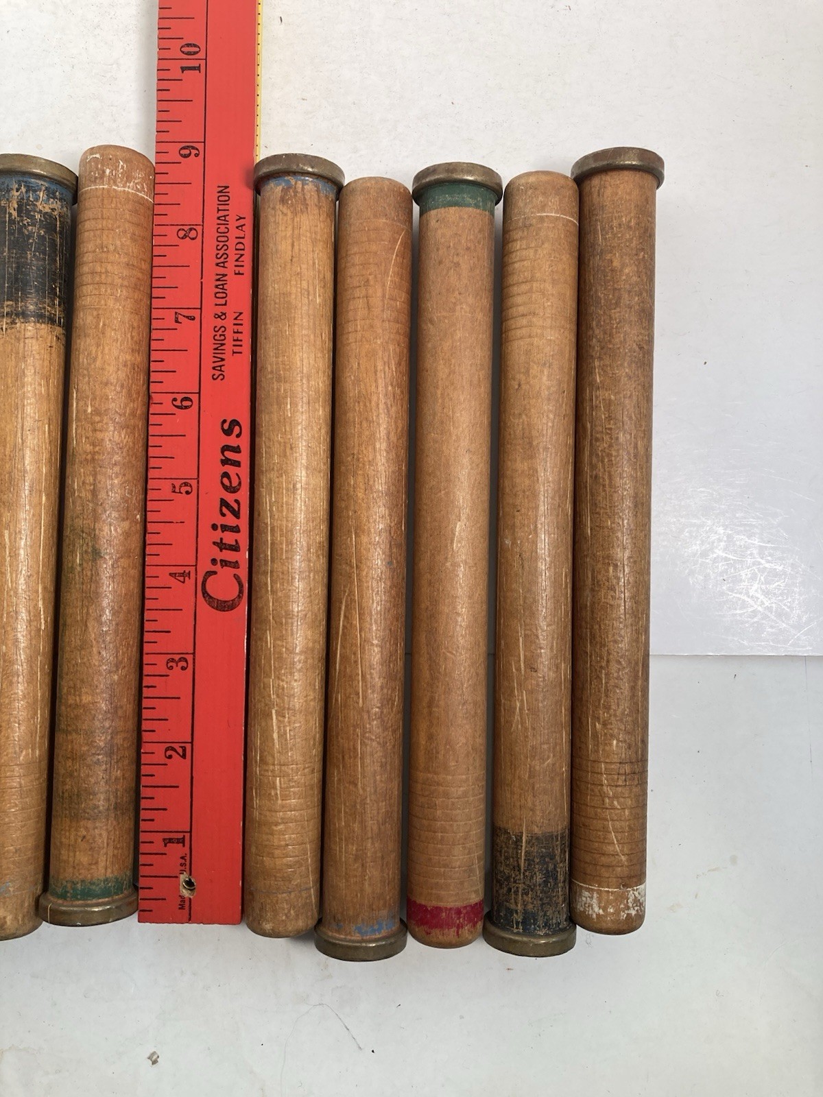 Wood Textile Spools, 8.75" CYLINDER, Industrial Bobbins, Primitive, lot of 10