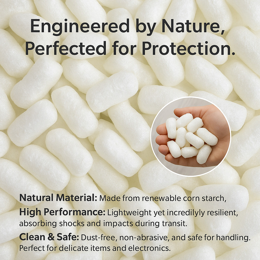 10/12/14" Biodegradable Eco-Friendly Packing Peanuts, Sustainable Shipping Fill