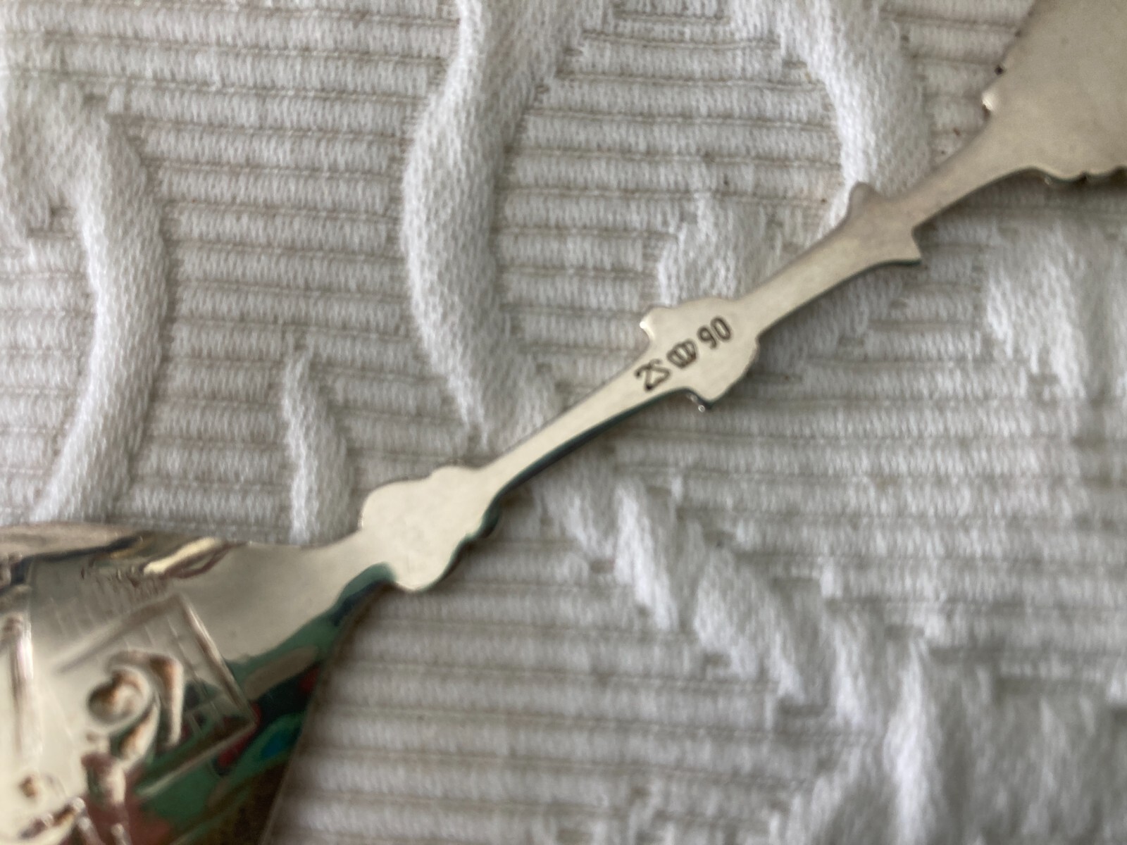 Vintage Silverplate Dutch 90 SOUVENIR SPOON Delft Windmill Lute Player VERY NICE