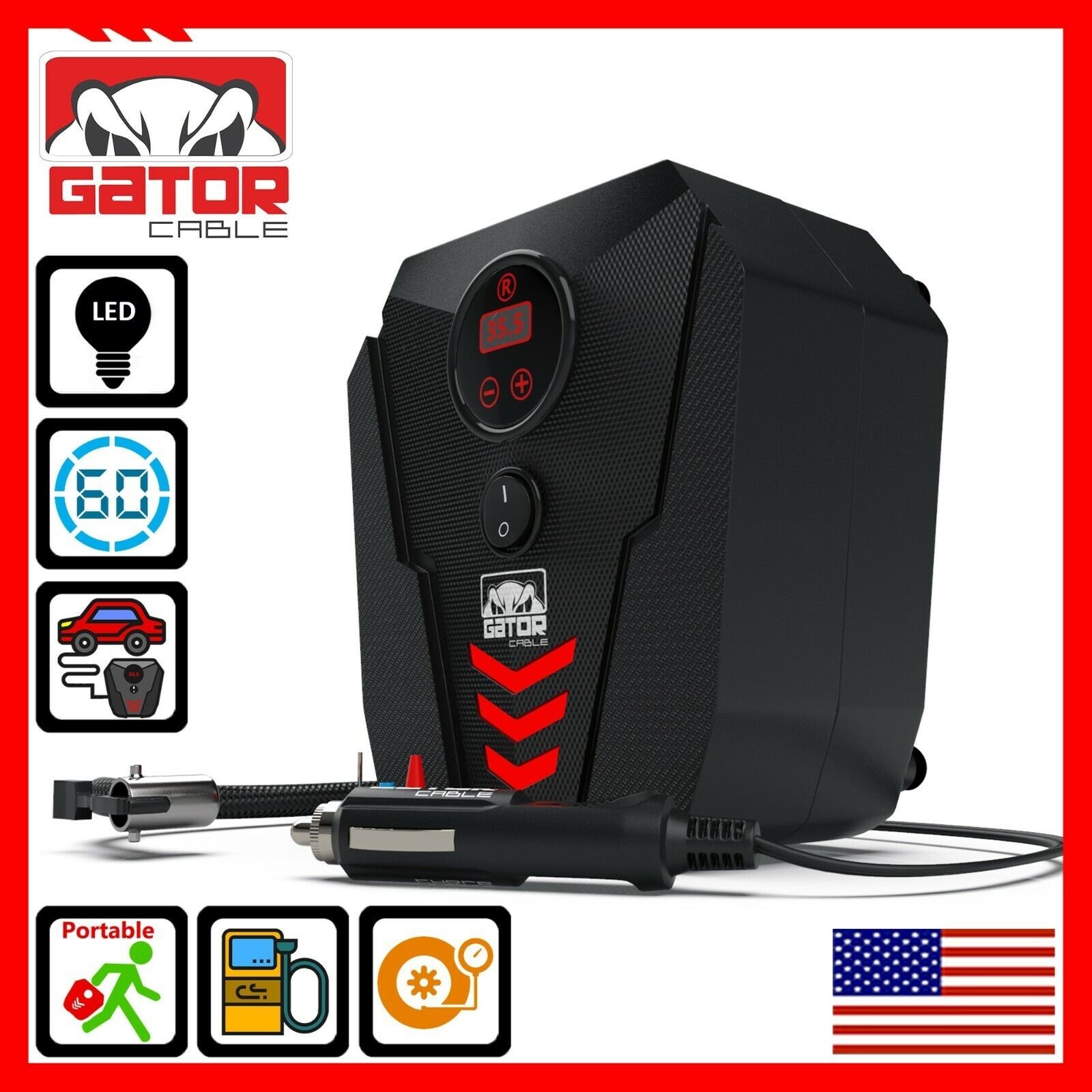 Car Tire Air Pump Inflator Compressor Digital Electric Auto Portable 150PSI 12V