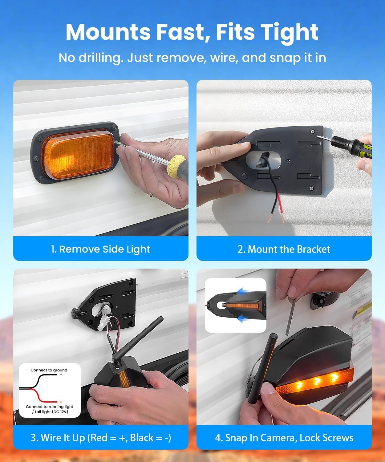 AUTO-VOX WF4 Wireless RV Camera System For Driving &Reversing 7.2" 1080P Monitor