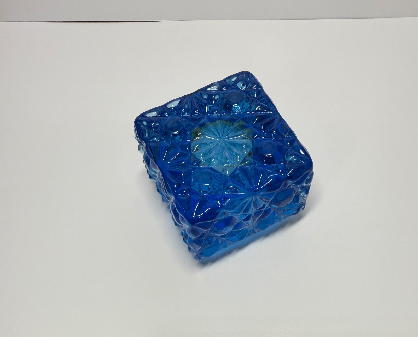 Vintage glass inkwell turquoise / cobalt Blue