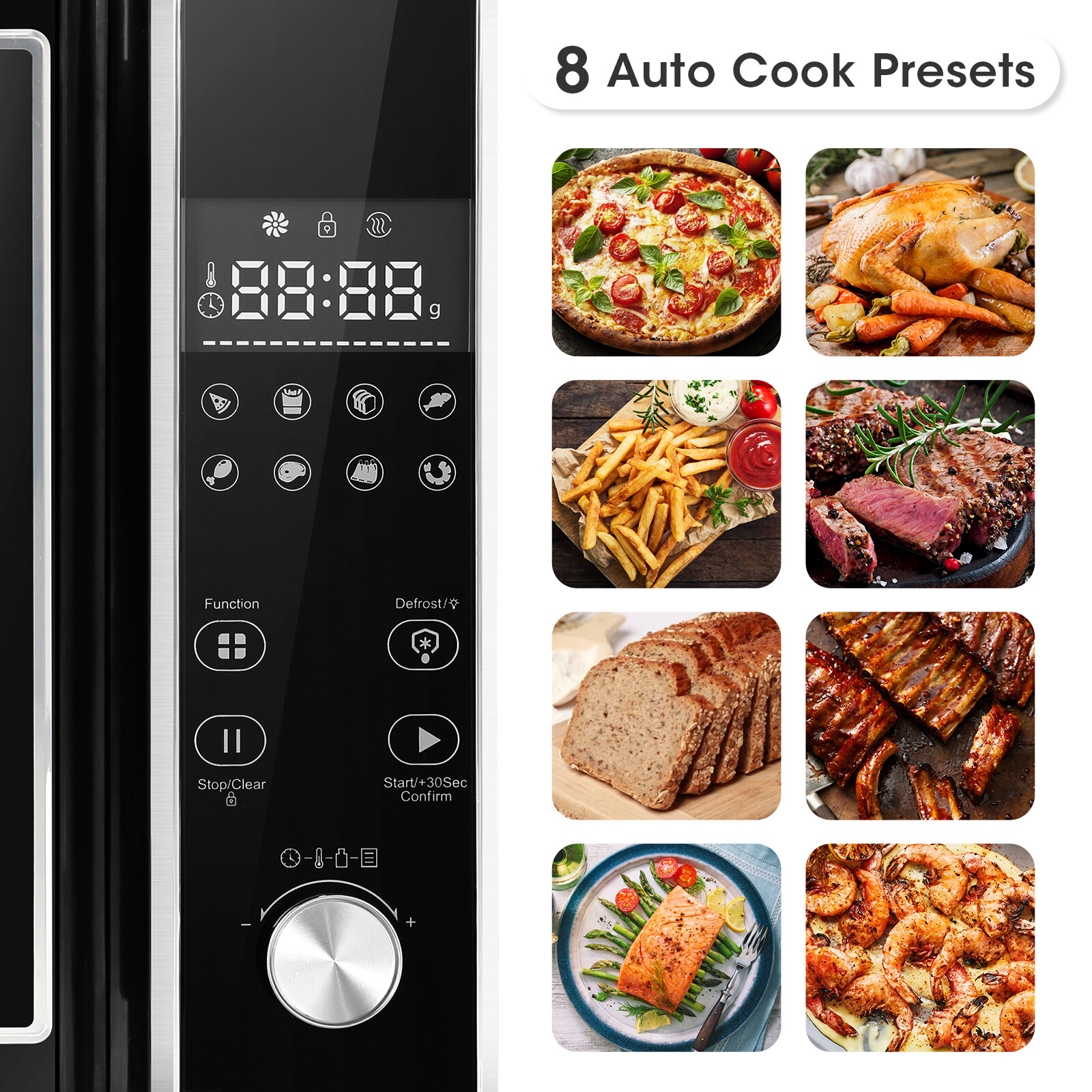 Smart 24L Microwave Oven Air Fryer Combo 1800W Countertop Kitchen LED Display