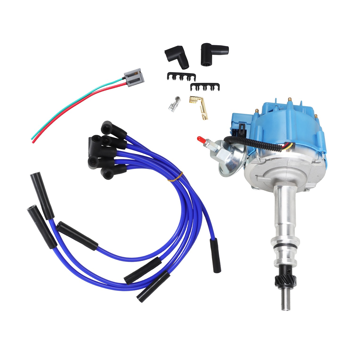 Hei Distributor Upgrade + 8mm Hd Plug Wires for Ford Inline 6 Cyl 170 200 250