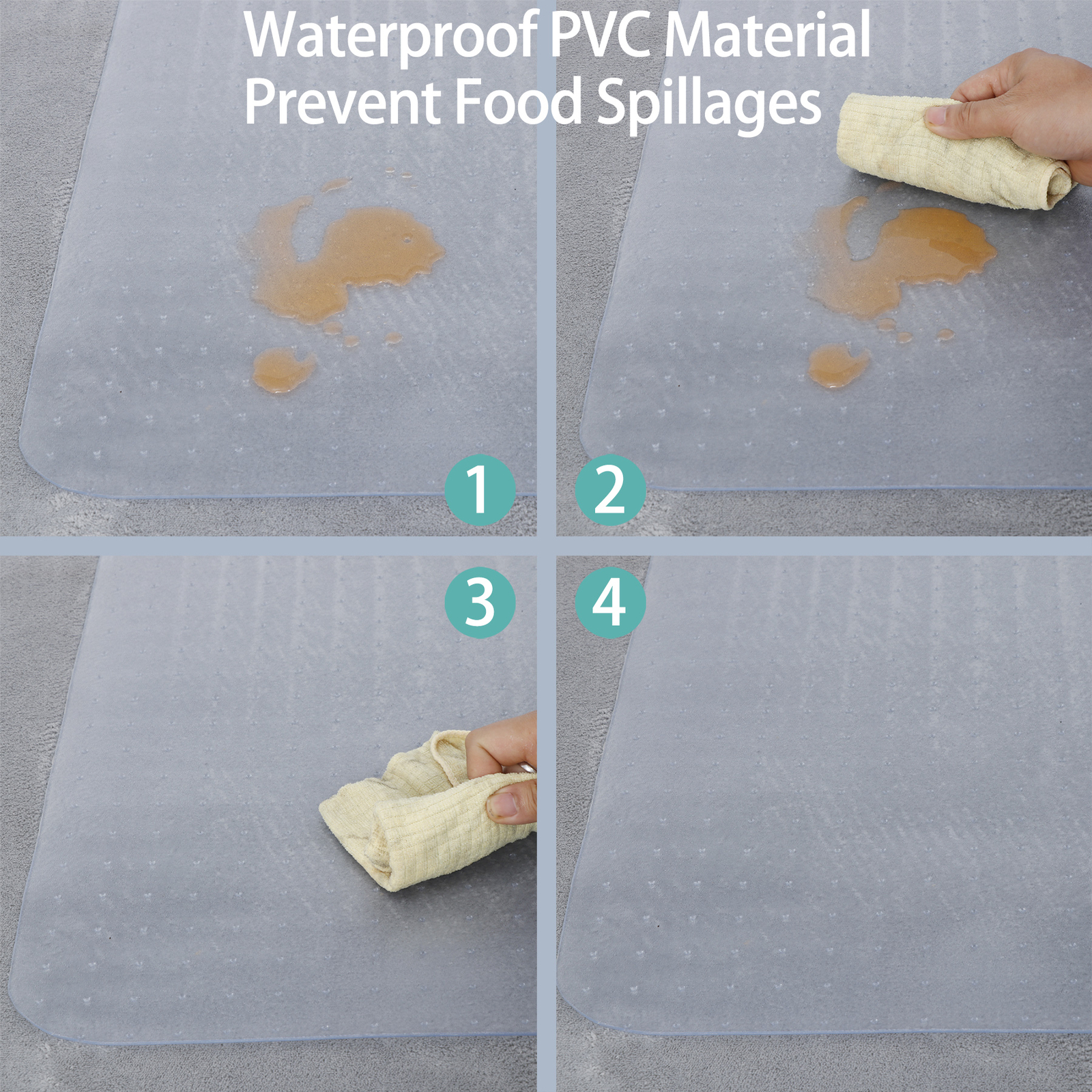 1/2/4/6PCS Office Chair Mat Anti-Slip for Hard/Carpet Floor 36 x 48"/46 x 60"