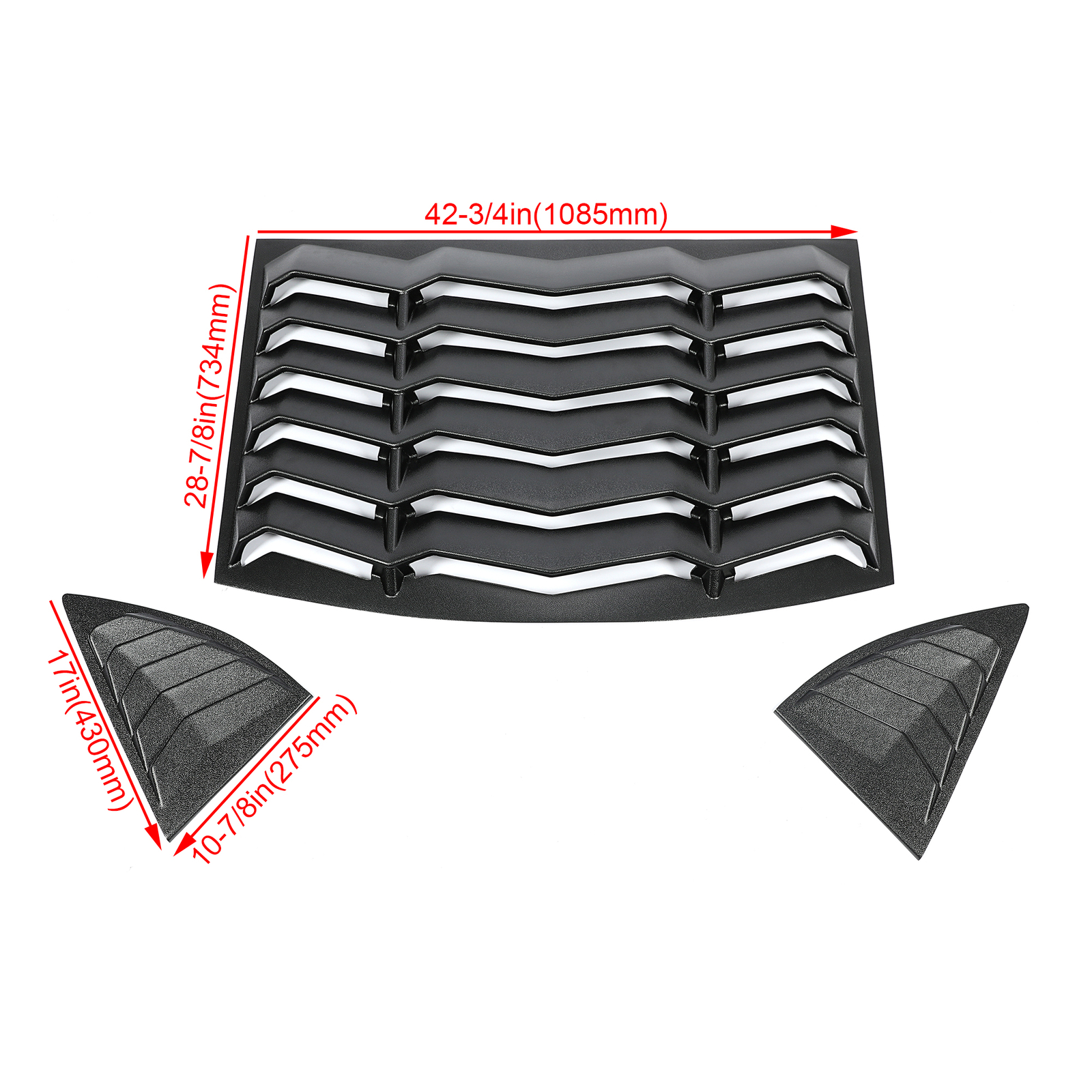 HECASA Rear&Side Window Louvers Cover For 10-15 2011 2012 2013 2014 Chevy Camaro