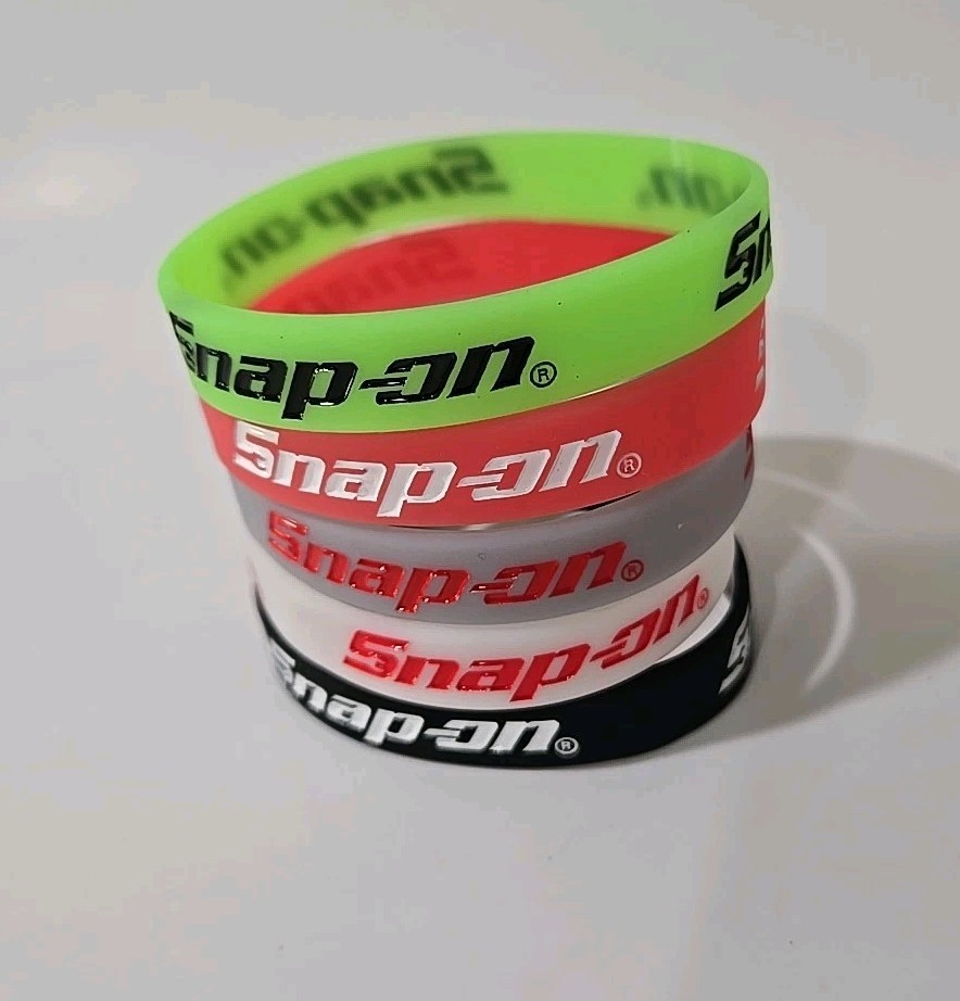 5Pc Snap On Tools PROMO Unisex Silicone Rubber Bracelet Wristband Multicolor NEW