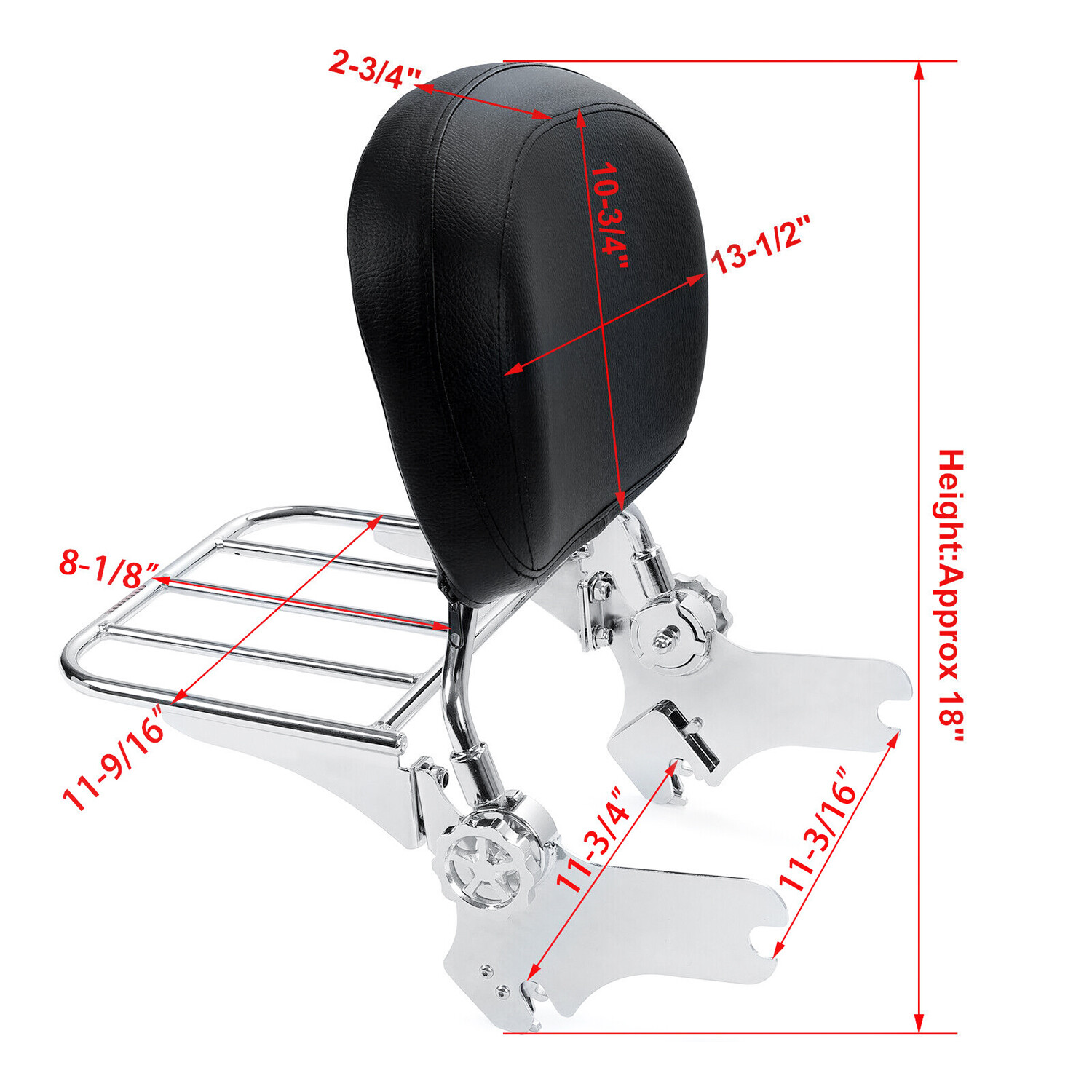 For 97-08 Harley Road King Electra Glide Adjustable Sissy Bar Backrest w/Rack