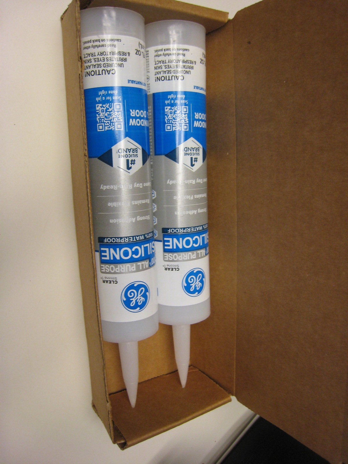 (2 pc)GE Silicone 1 All Purpose Sealant Window & Door CLEAR 02/2027 10.1 fl oz