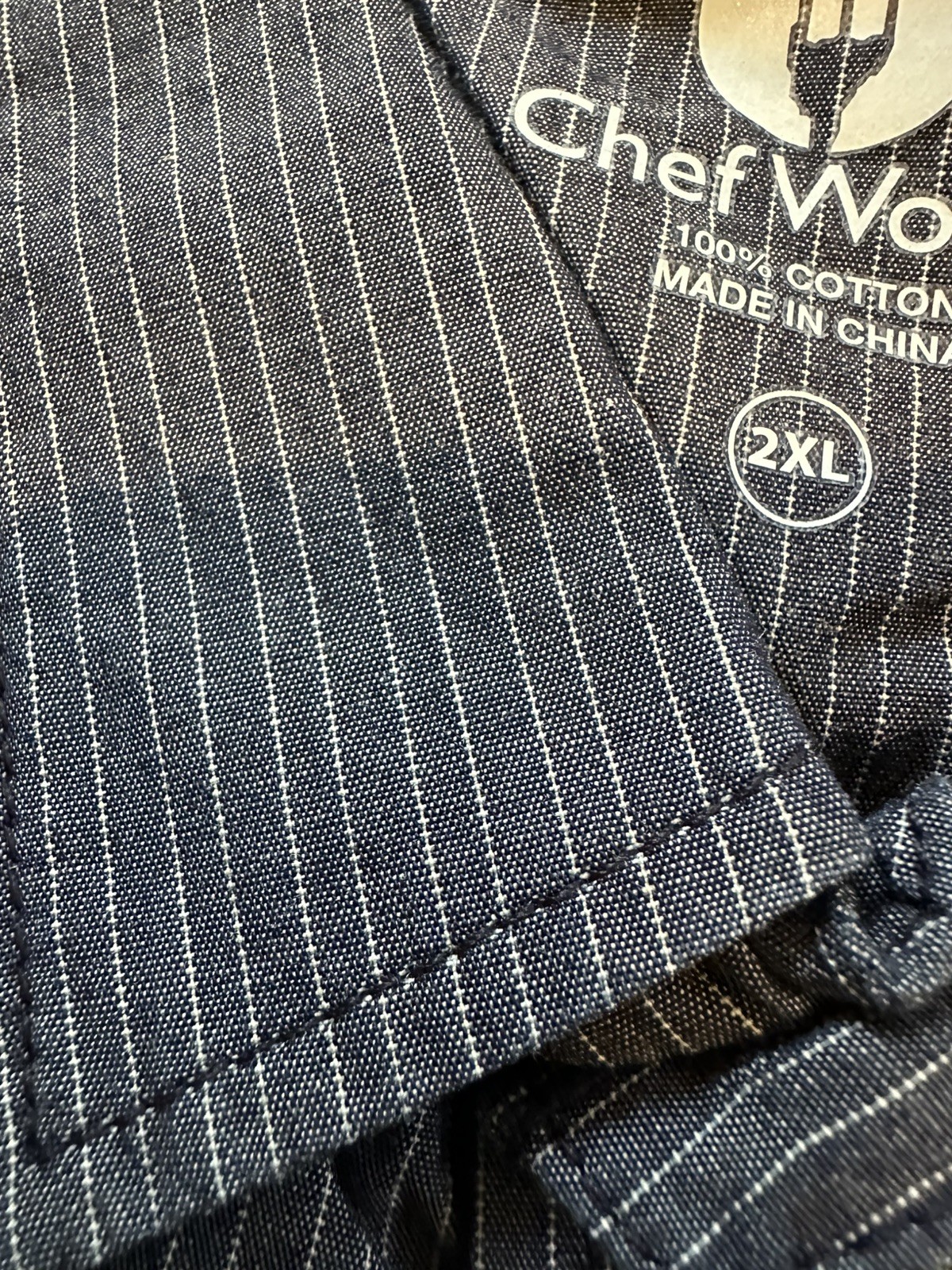 Chef Works Urban Collection navy stripe work shirt 2XL